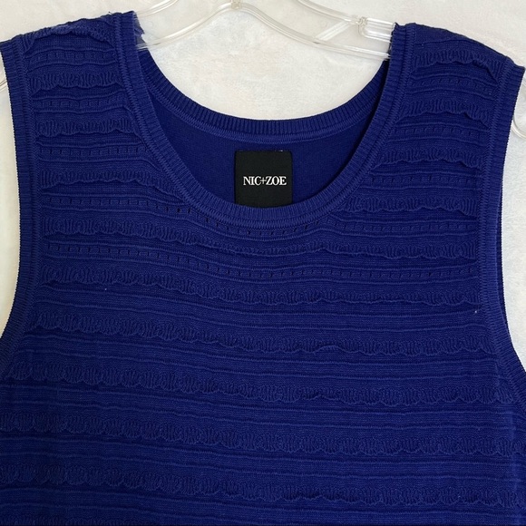 Nic+Zoe Women’s Blue Crew-Neck Sleeveless Scalloped Sheath Dress Size L NWT - Picture 5 of 8